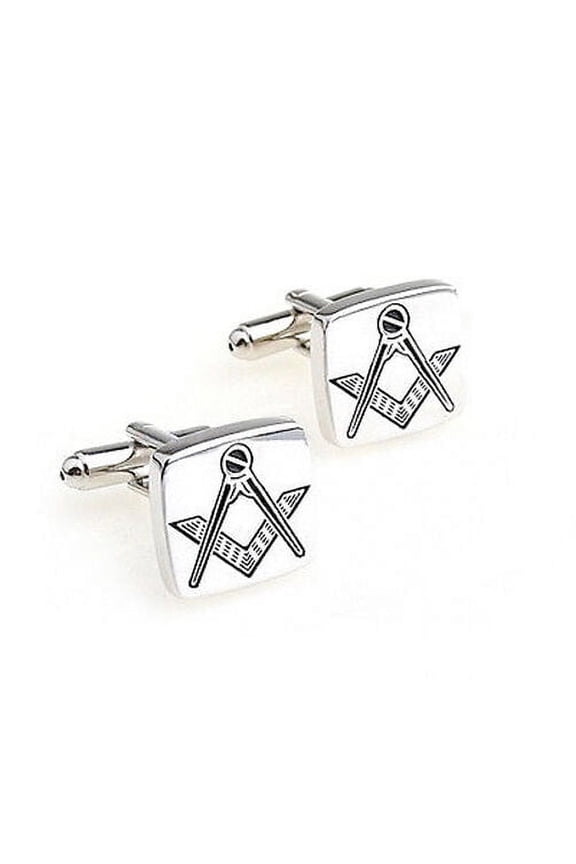Masonic Cufflinks - Steel Square face Etched Freemasons Symbols. Masonic Regalia