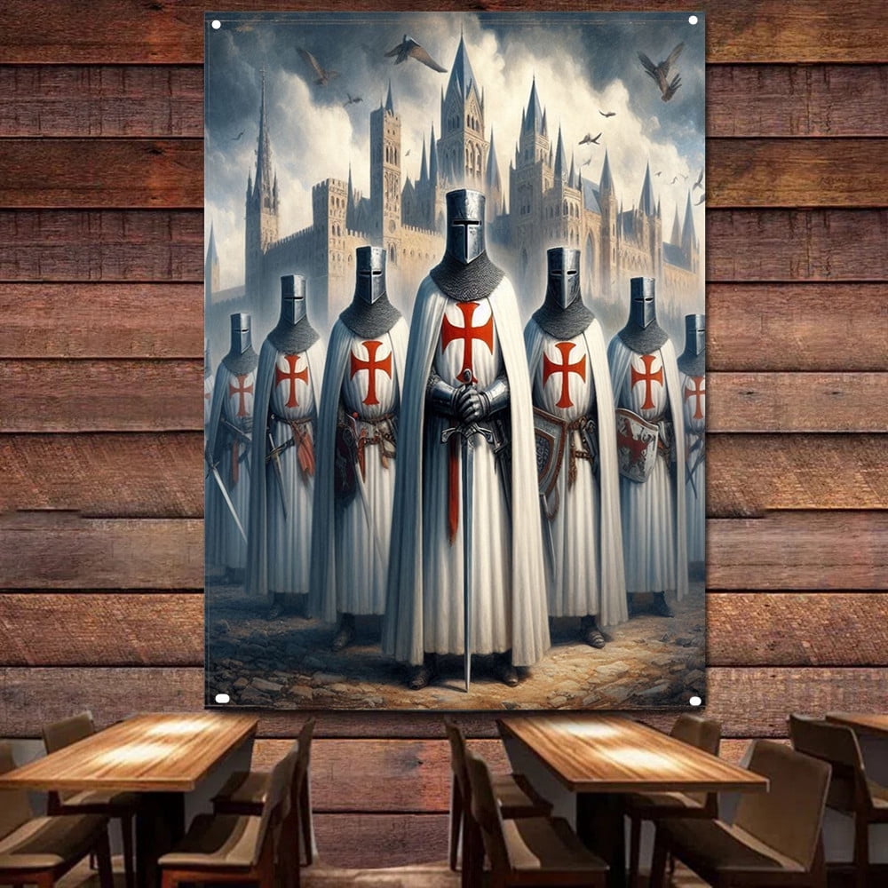 Masonic Flag Knight Templar Tapestry Wall Art Posters Vintage Print Art ...