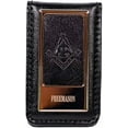 thumbnail image 1 of Masonic Folding Money Clip Masonic Insignia Freemason Tie Clip | Made from 100% Real Genuine Soft Leather | Strong Magnetic Capability | Comes in Gift Box with Printed Masonic Logo (2.75" x 0.25" x 1., 1 of 4