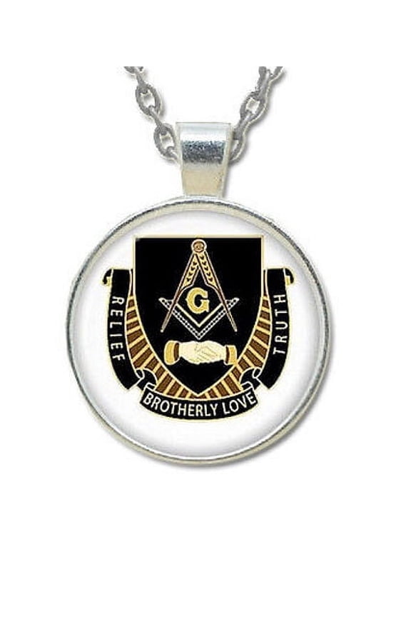 Masonic Glass Necklace Pendant Brotherly Love Message Symbol for Freemasons