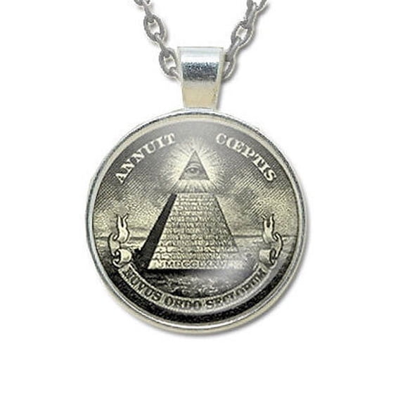Masonic Glass Necklace Pendant with Masonic Symbol found on U.S. Dollars