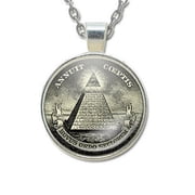Masonic Glass Necklace Pendant with Masonic Symbol found on U.S. Dollars