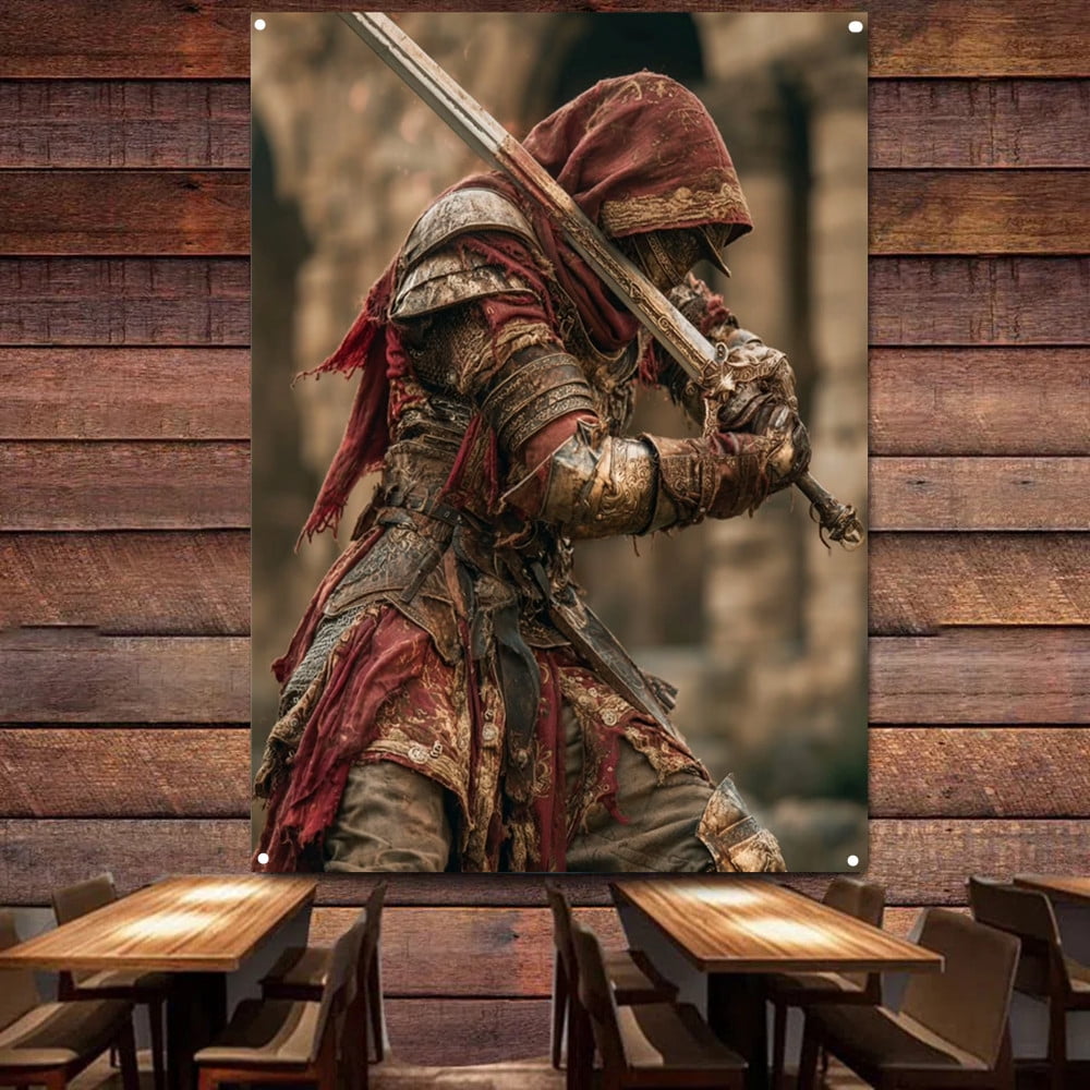 Masonic Knight Templar Tapestry Wall Art Banner Medieval Warrior Armor ...
