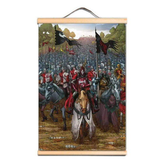 Masonic Knights Templar Wall Hanging Flag Wall Chart Vintage Crusades Armor Warrior Art Posters Unique Canvas Scroll Painting 1,Multicolor,15.7X23.6 inches
