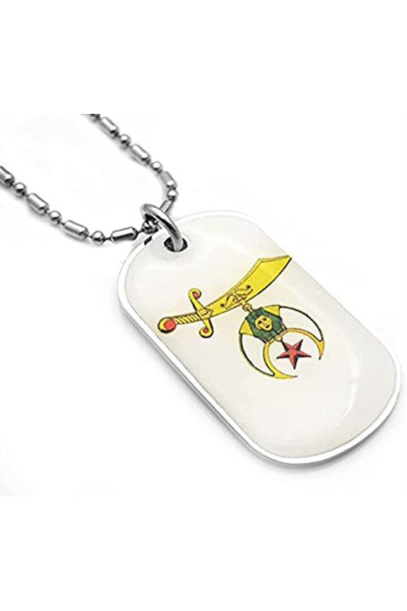 Masonic / Mason Shriners - Coated Dog Tag Necklace-With Chain