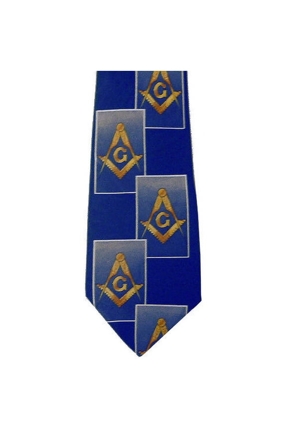 Masonic Neck Tie - Navy Blue Polyester long tie large diagonal card pattern