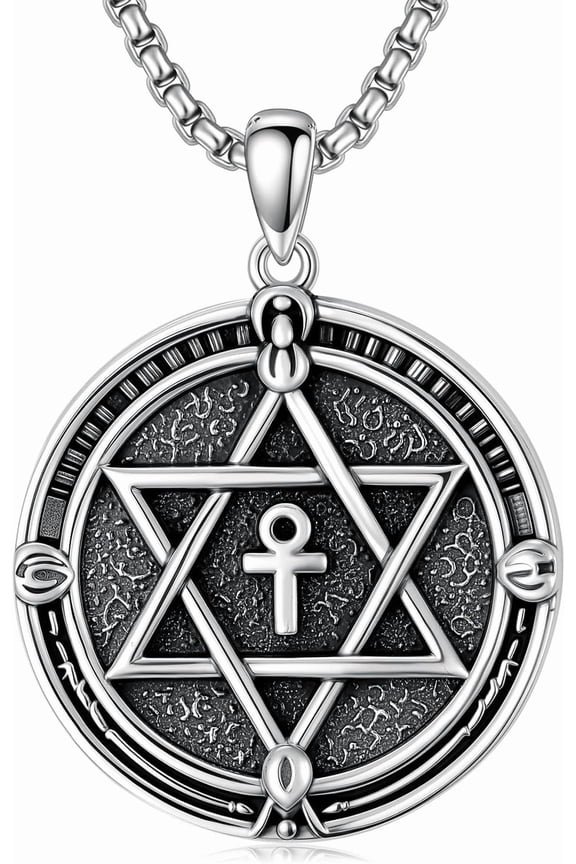Masonic Necklace for Men S925 Sterling Silver Eye of Horus Star of David Ankh Faith Necklaces Religious Gifts for Men Women
