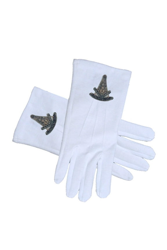 Masonic Past Master Ancient Compass Face Cotton White Gloves Masonic Regalia