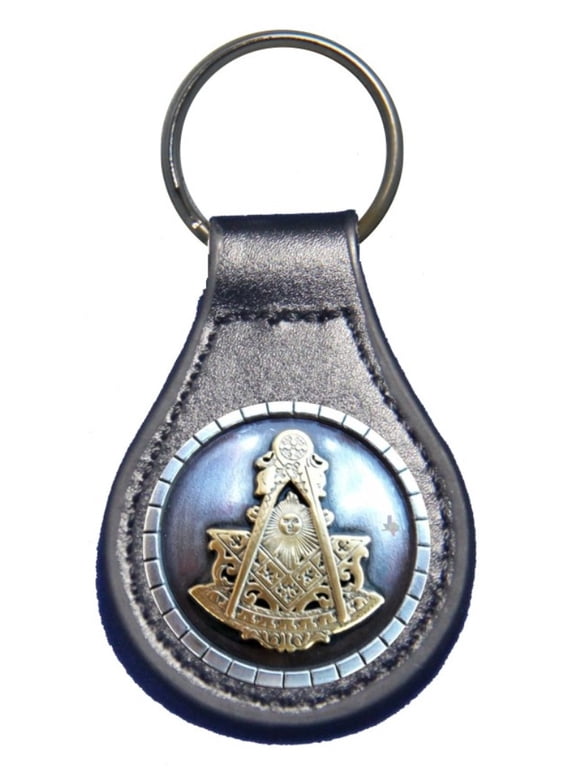Masonic Past Master leather key fob or keychain Black