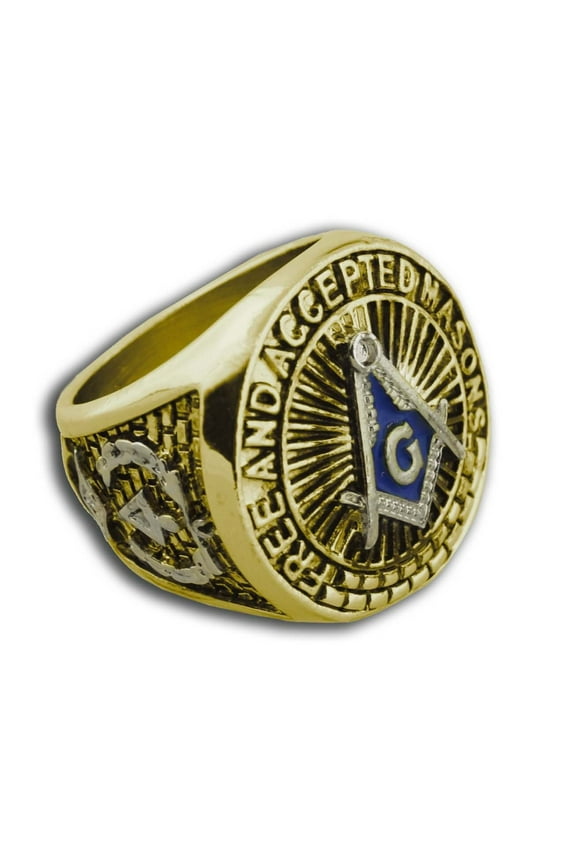 Masonic Rings Blue Lodge Duo-Tone Silver Gold Band. Free & Accepted Masons