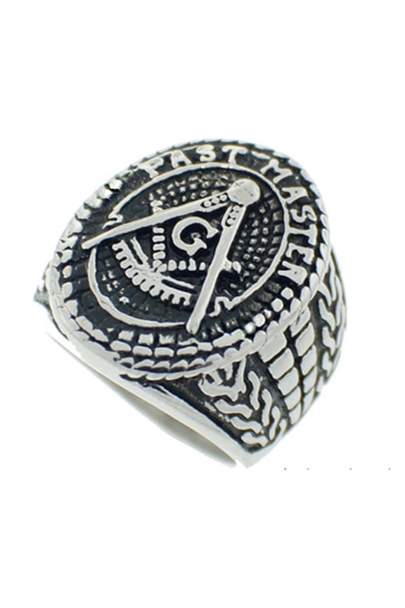 Masonic Rings Freemason Ring - Past Master Ring w/ Text and antiqued design
