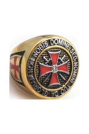 Masonic Rings. Gold Band Steel Knights of Templar Red Cross Freemason