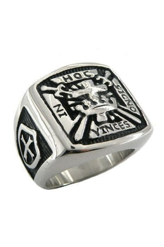 Masonic Rings In Hoc Signo Vinces Knights of Templar Freemason Cross Shield