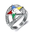 thumbnail image 1 of Masonic Rings Order of the Eastern Star Ring Silver Color Loop CZ OES Rings, 1 of 3