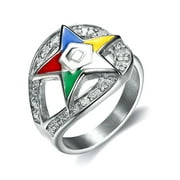 Masonic Rings Order of the Eastern Star Ring Silver Color Loop CZ OES Rings