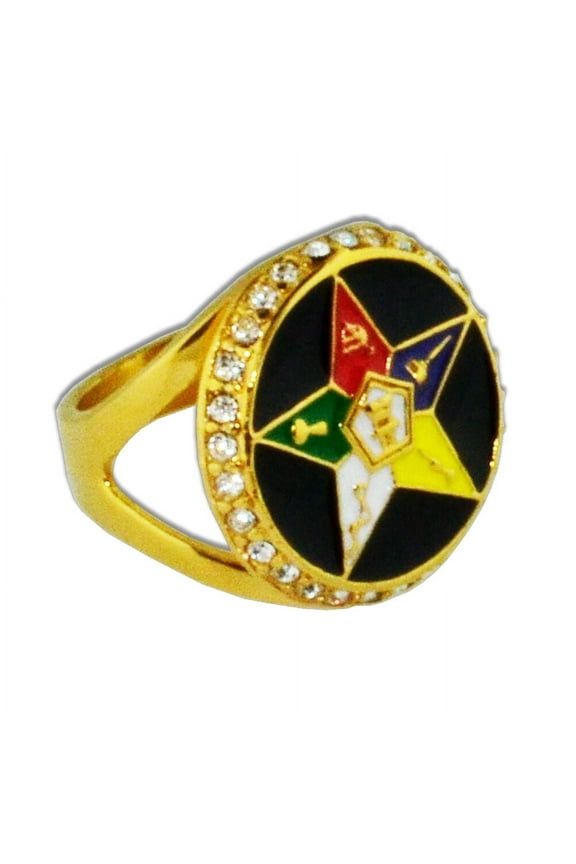 Masonic Rings Order of the Eastern Star Rings Gold Color w/ Black OES Ring