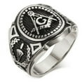 thumbnail image 1 of Masonic Rings Silver Color Freemason Ring - stainless steel pin stripes, 1 of 4