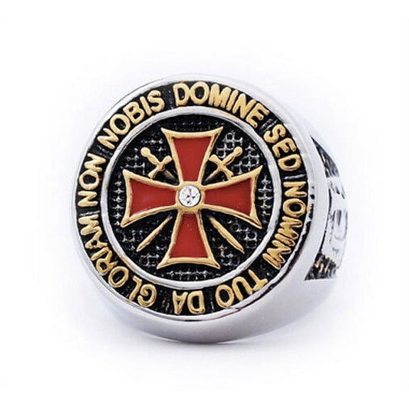 Masonic Rings. Steel Band Steel Knights of Templar Red Cross Freemason