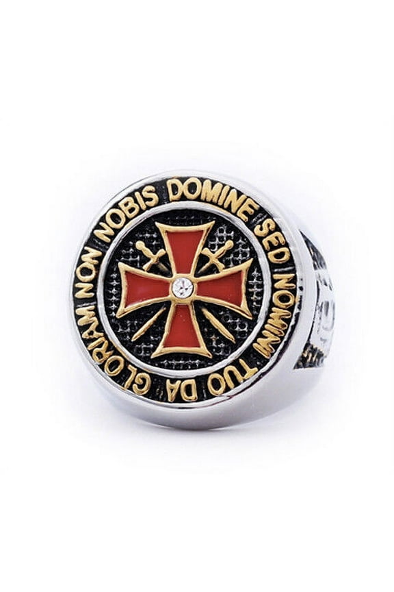 Masonic Rings. Steel Band Steel Knights of Templar Red Cross Freemason