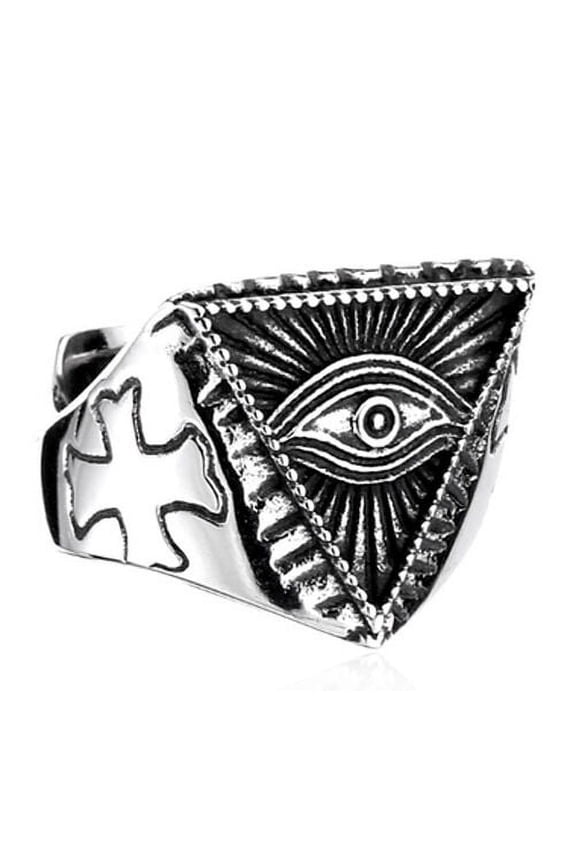 Masonic Rings Triangle Pyramid shaped Freemason Ring - Eye of Providence