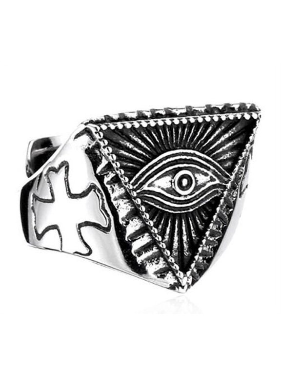 Masonic Rings Triangle Pyramid shaped Freemason Ring - Eye of Providence