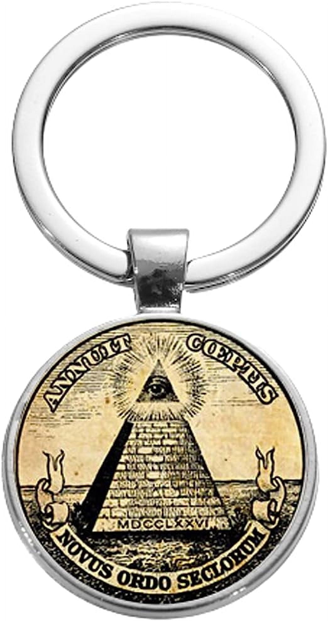 Masonic Sacred Geometry Glass Dome Keychain Annuit Coeptis Eye of