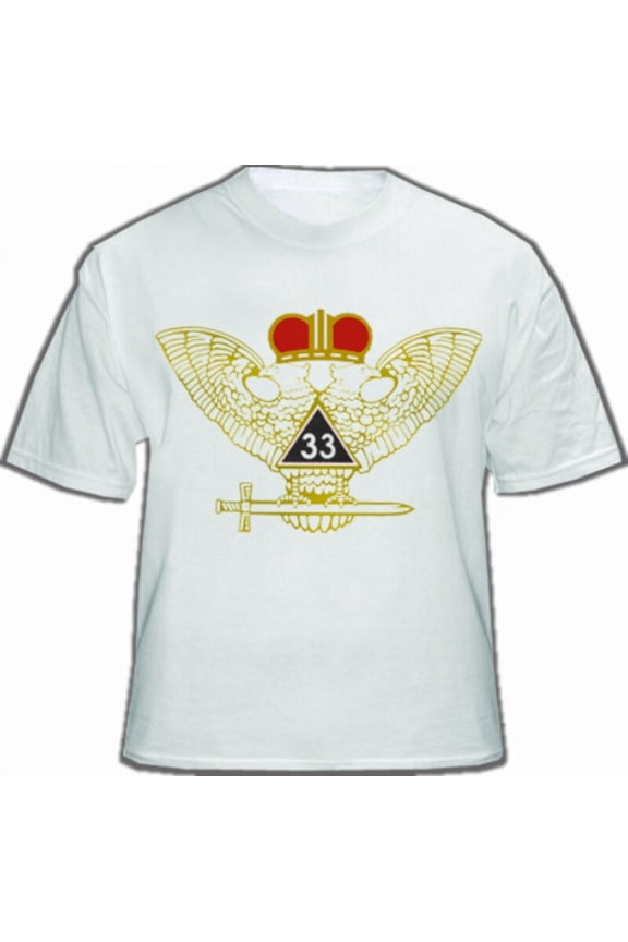 Masonic Scottish Rite Shirt White 33rd Degree Freemason Wings UP Crowned Eagles