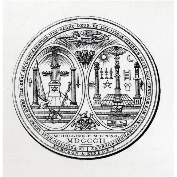 Masonic Seal Engraving From the Book the History of Freemasonry Volume III Poster Print, 24 x 24