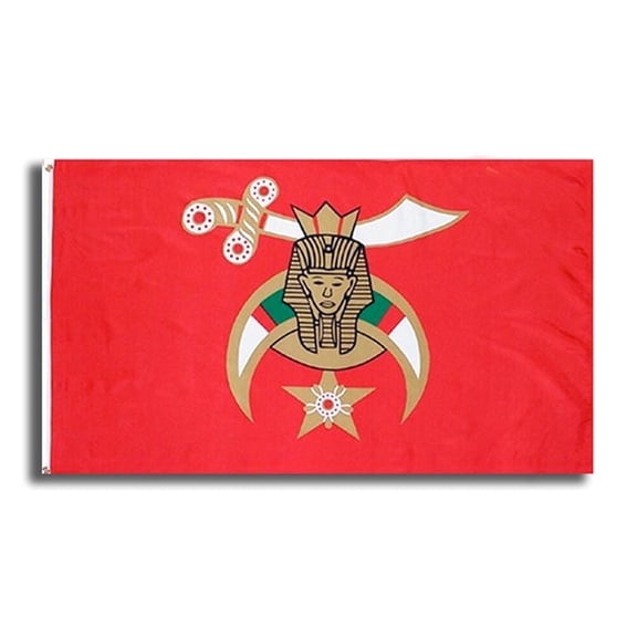 Masonic Shriner 3x5 Polyester Flag - With Red Background Freemasons Symbol