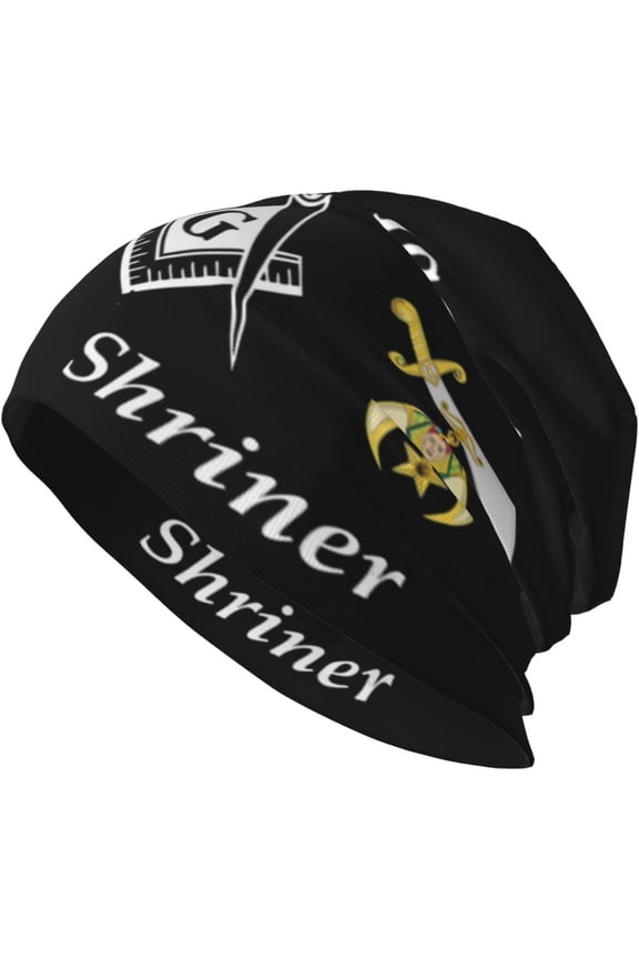 Masonic Shriner Split Beanie Hat Men Women Stretch Slouchy Warm Skull Knit Beanies Cap for Winter Black