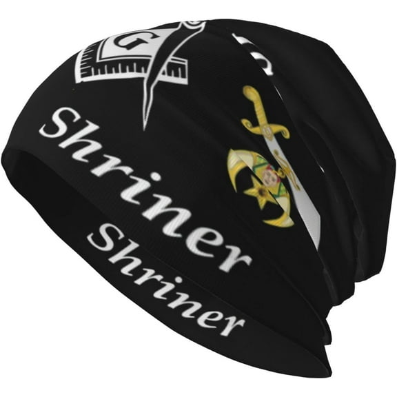 Masonic Shriner Split Beanie Hat Men Women Stretch Slouchy Warm Skull Knit Beanies Cap for Winter Black