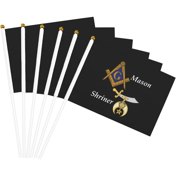 Masonic Shriner Split Flag Small Mini Hand Held Flags 5.5x8.2 Inch