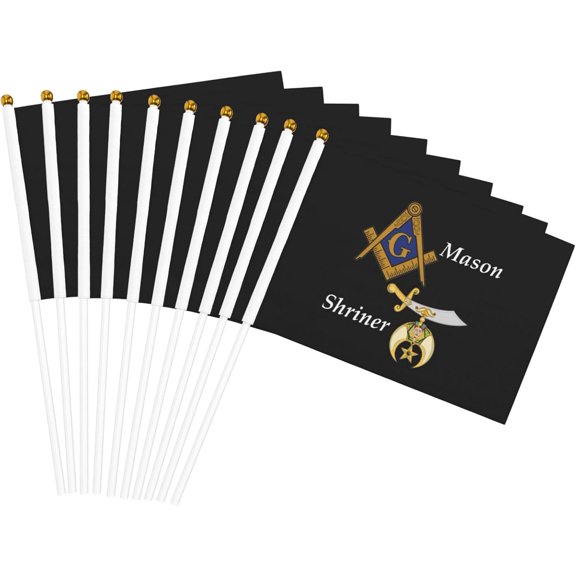 Masonic Shriner Split Flag Small Mini Hand Held Flags 5.5x8.2 Inch