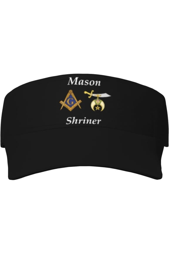 Masonic Shriner Split Visor Hats Novelty Adjustable Sport Sun Visor Cap Empty Top Baseball Hat for Men and Women Black