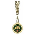 thumbnail image 1 of Masonic Shriners Round Green & Gold Color Rimmed Pendant w/ Necklace, 1 of 1