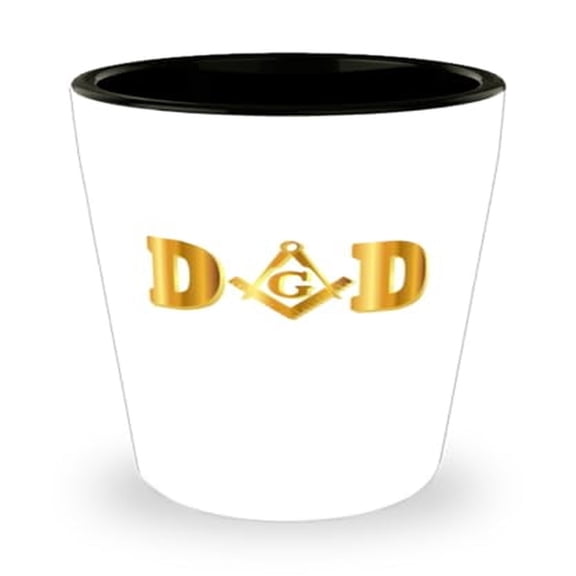Masonic Symbol Engraved Shot Glass - Ideal Father's Day Gift, Miniature Glassware, 1.5 oz Cup, Elegant White Design Unique Present