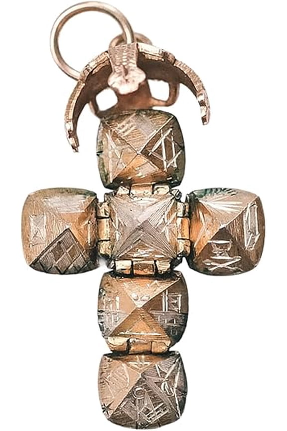 Masonic Transforming Sphere Pendant Necklace - Vintage Folding Orb to Cross with Engraved Symbols, Unique Collectible Gift