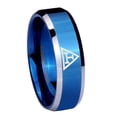 thumbnail image 1 of Masonic Triple 8MM Beveled Edge Blue Tungsten Men Ring, 1 of 2