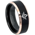 thumbnail image 1 of Masonic Tungsten Ring - Freemason Masonic Symbol Ring - 8MM 2-Tone Beveled Men's Tungsten Carbide Ring TN781MSs14, 1 of 2