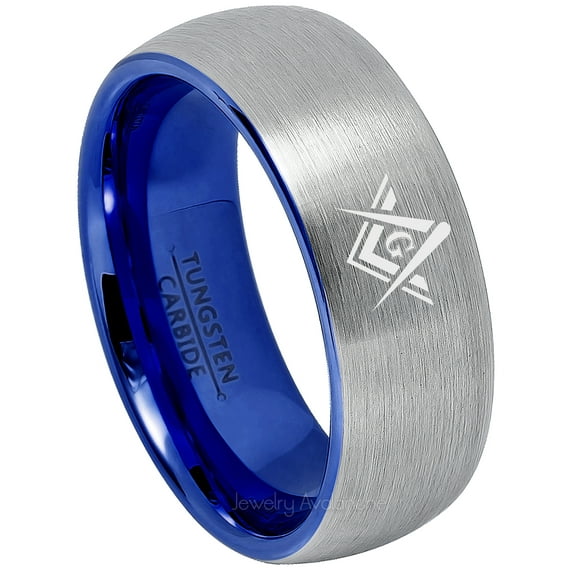 Masonic Tungsten Ring - Freemason Masonic Symbol Ring - 8MM 2-Tone Dome Men's Tungsten Carbide Ring TN736MSs15