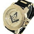thumbnail image 1 of Masonic Watch - Black Silicone Band and Gold Face Freemasons Watch, 1 of 1