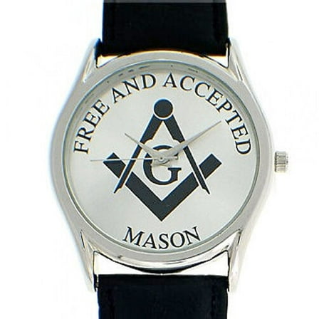 Masonic Watches - Free and Accepted Masons - Black Leather Band - White Face