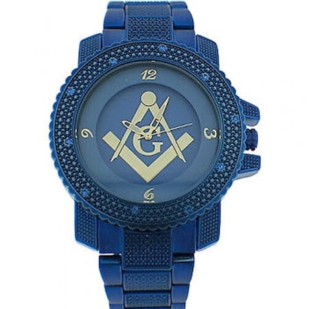 Masonic Watches for sale - Blue Metal Band - Free Masons Blue Face Gold