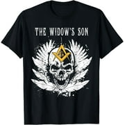 Masonic Widow's Son Emblem Tee: Symbolic Wings, Skull, and Freemason Compass