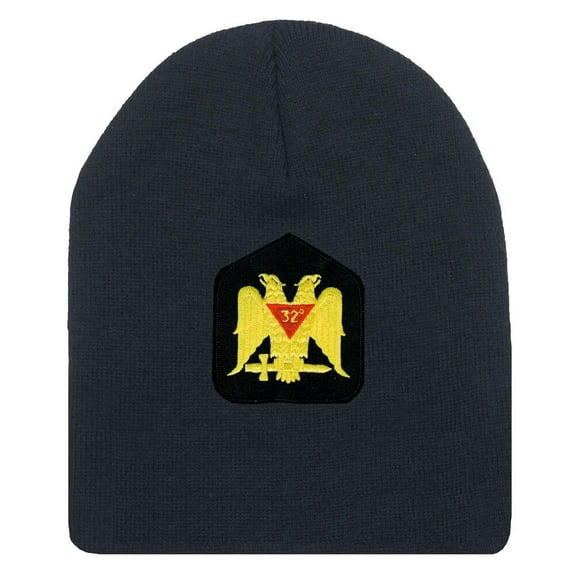 Masonic Winter Hat - Scottish Rite Wings DOWN - Black Beanie Cap 32nd degree