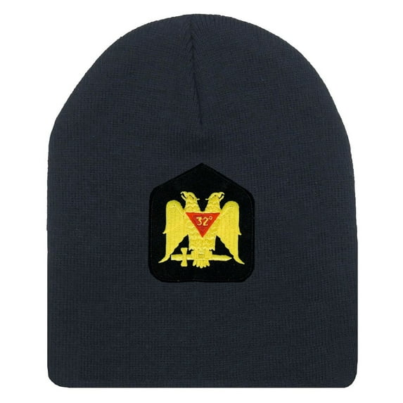 Masonic Winter Hat - Scottish Rite Wings DOWN - Black Beanie Cap 32nd degree