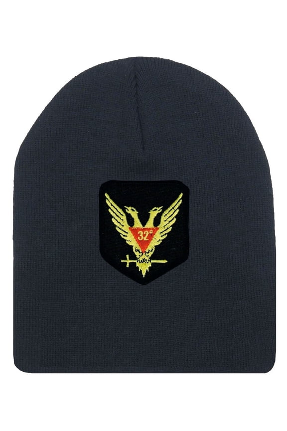 Masonic Winter Hat - Scottish Rite Wings UP - Black Beanie Cap 32nd degree