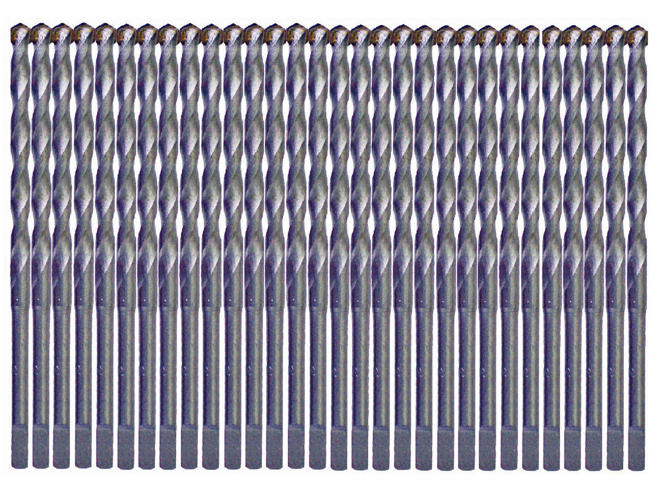 Masonry Drill Bit Set 30Pcs 3/16 in.x 4-1/2 in. Carbide Tip Flat Shank Drill Concrete Stone Bricks