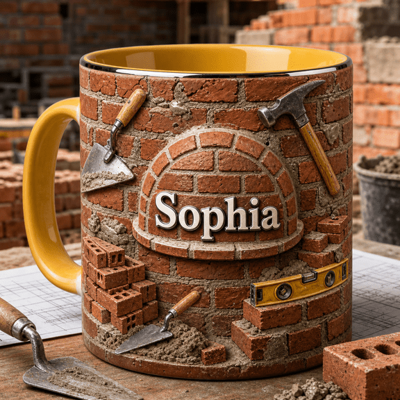 Masonry Mug 2D Printed 3D Effect Personalized Bricklayer Gift for Masons