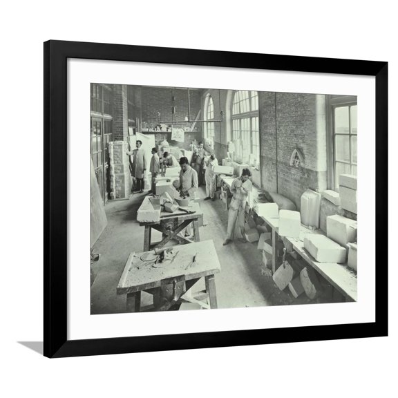 Art.com Masonry Students, School of Building, Brixton, London, 1911 Photographic Print, Black Frame Wall Art, 40" x 32"